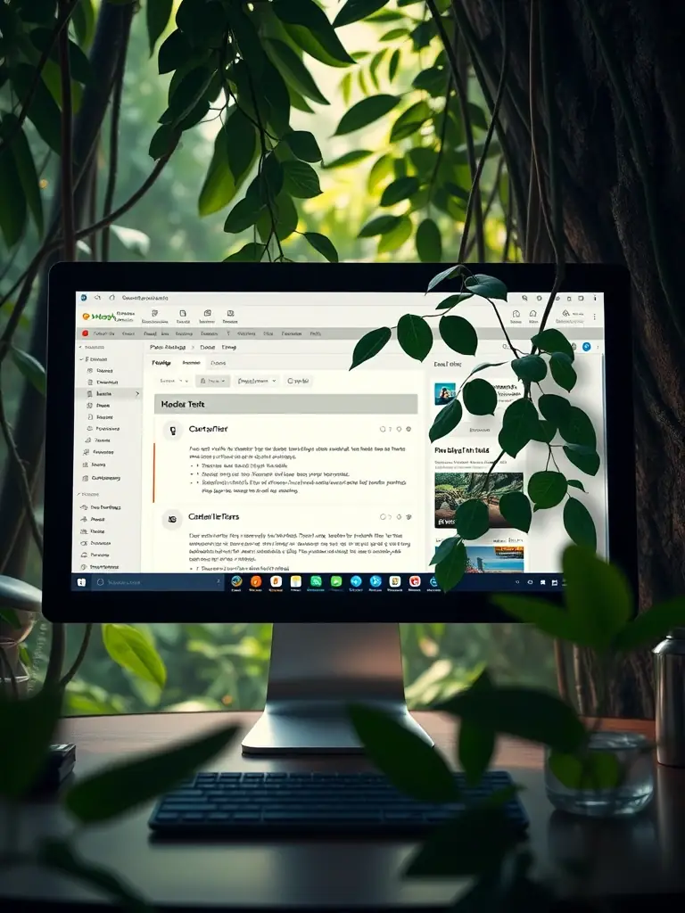 An image of a website's content management system (CMS) interface, showcasing optimized content with jungle-themed design elements, symbolizing Urban Tarzan SEO's content optimization service.